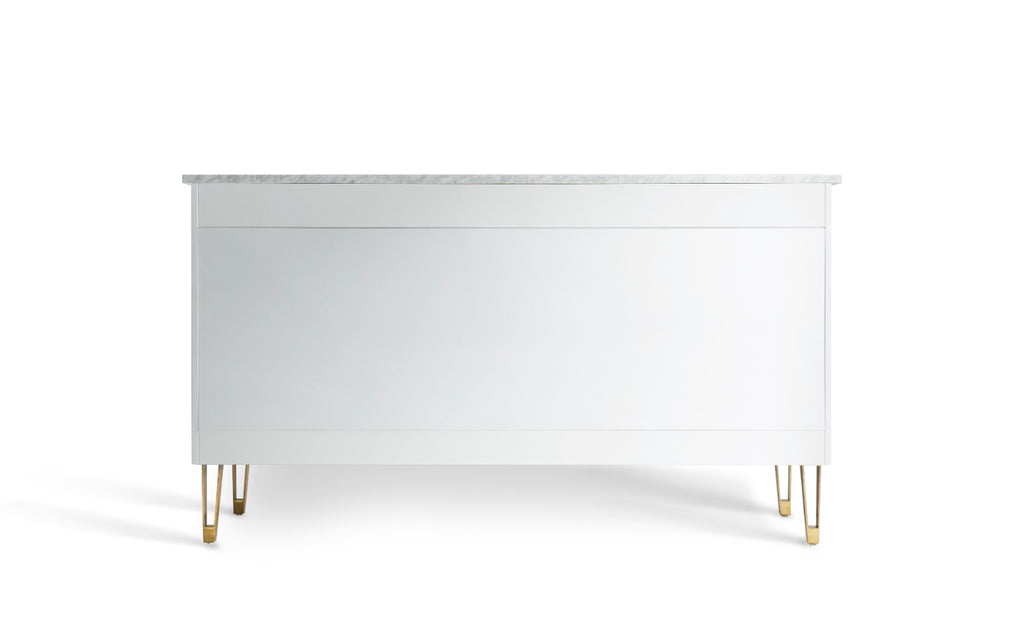 Rubeza 1500mm Dukes Sideboard with Carrara Marble Top - White & Gold
