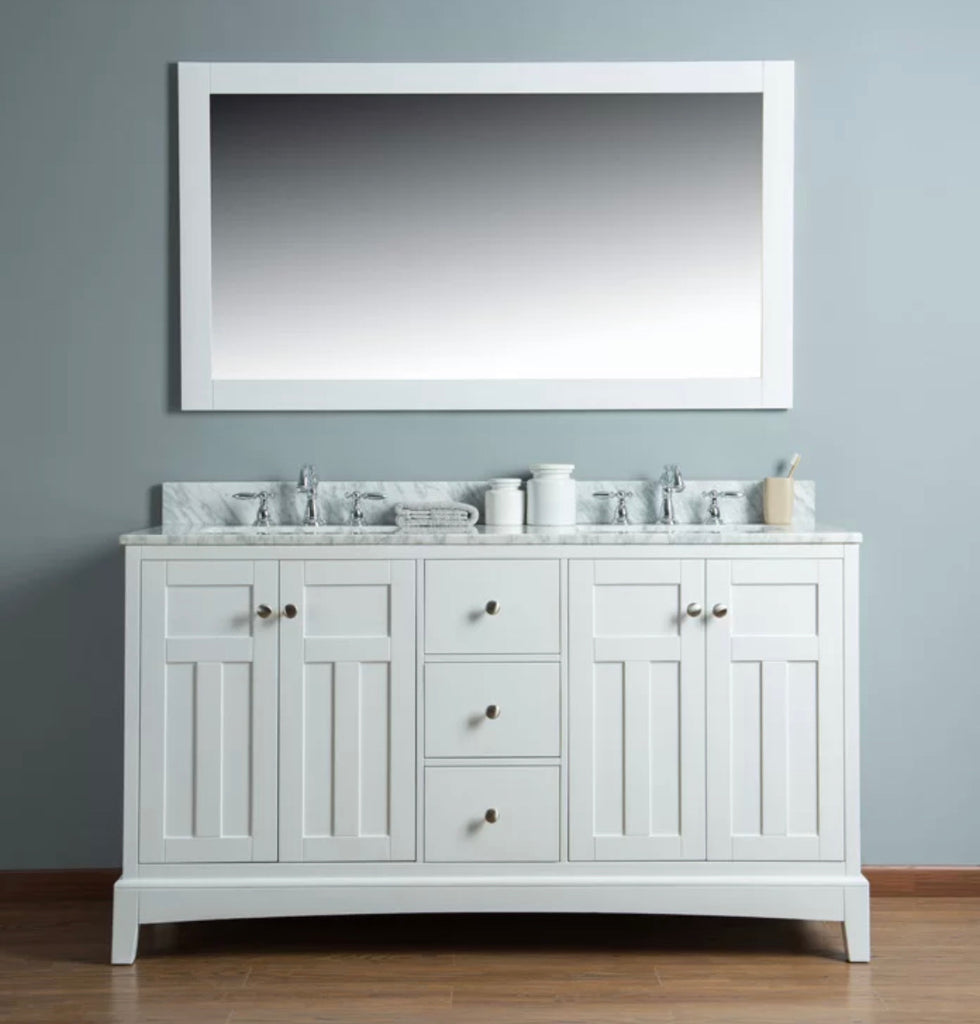 Rubeza 1500mm Pergamum Vanity Unit with Carrara Marble Top - White & Chrome