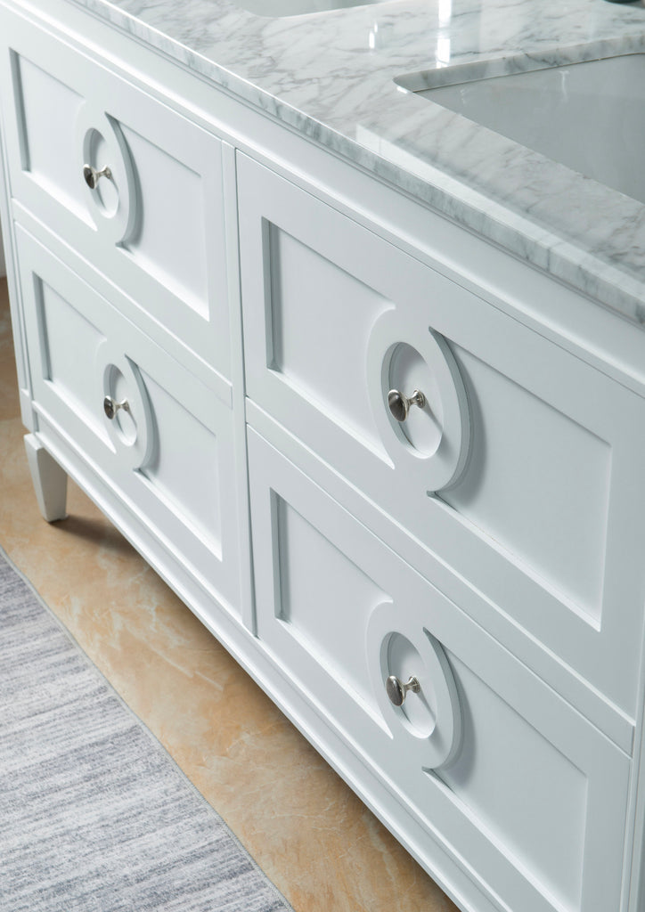 Rubeza 1500mm Layla Vanity Unit with Carrara Marble Top - White & Chrome