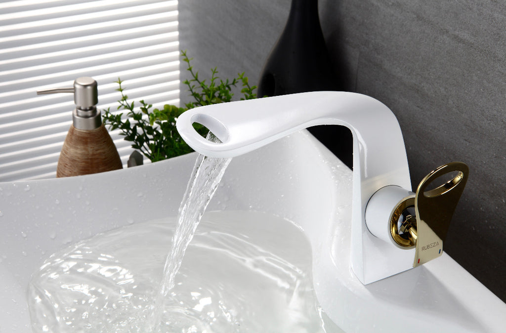 Rubeza Kirsty White Basin Mixer Tap