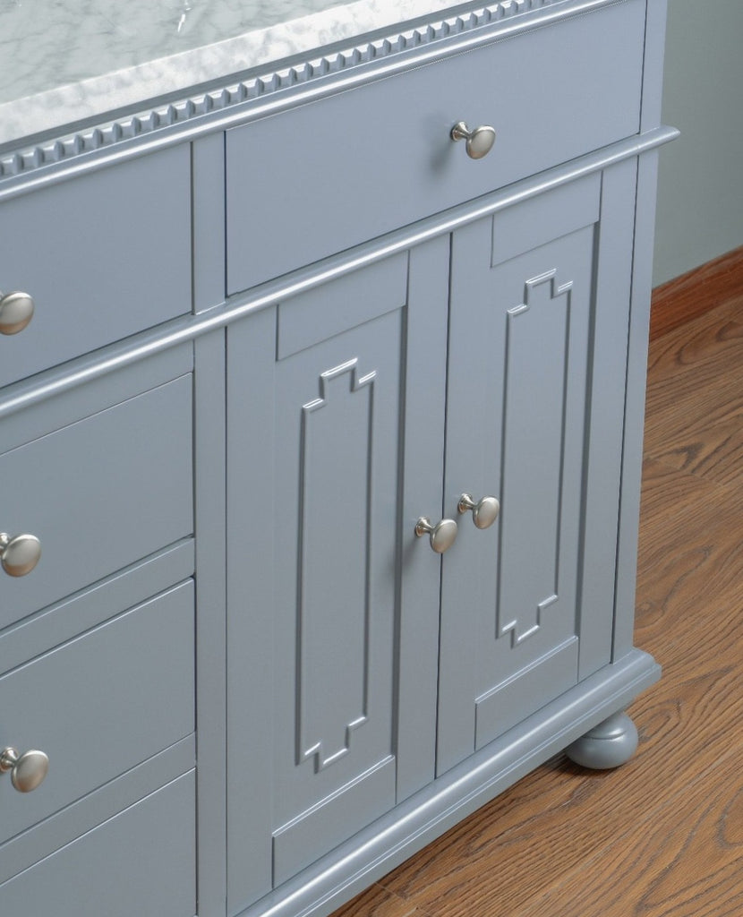 Rubeza 1500mm Didim Kitchen Island & Breakfast Bar with Carrara Marble Top - Dark Grey & Chrome