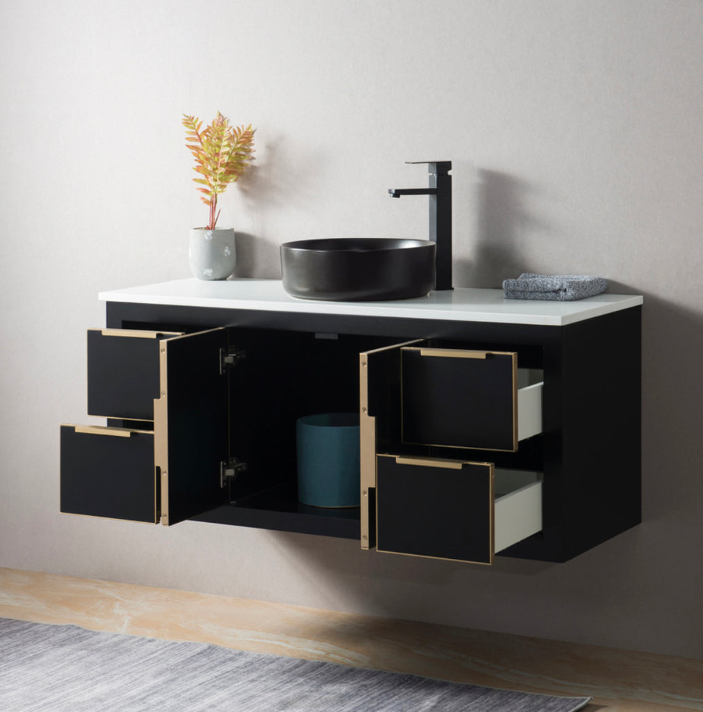 Rubeza 1200mm Dukes Wall Hung Vanity Unit  - Black & Gold