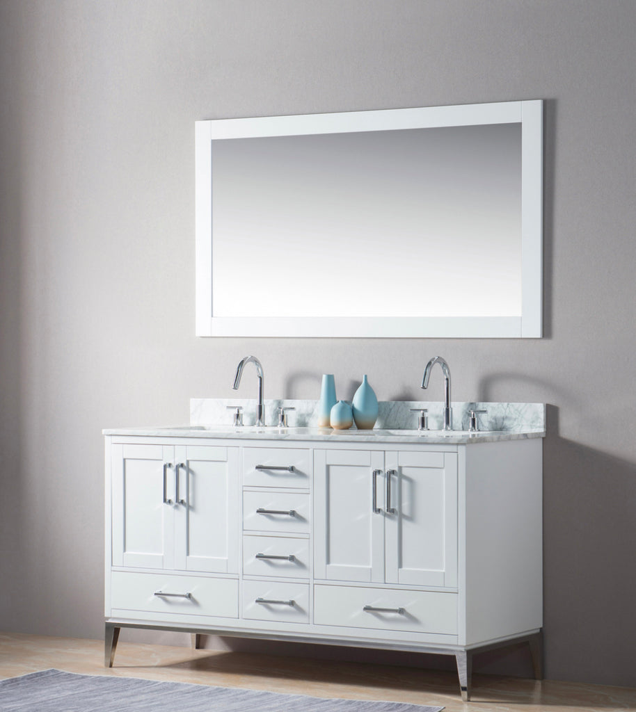 Rubeza 1500mm Anatolia Vanity Unit with Carrara Marble Top - White & Chrome