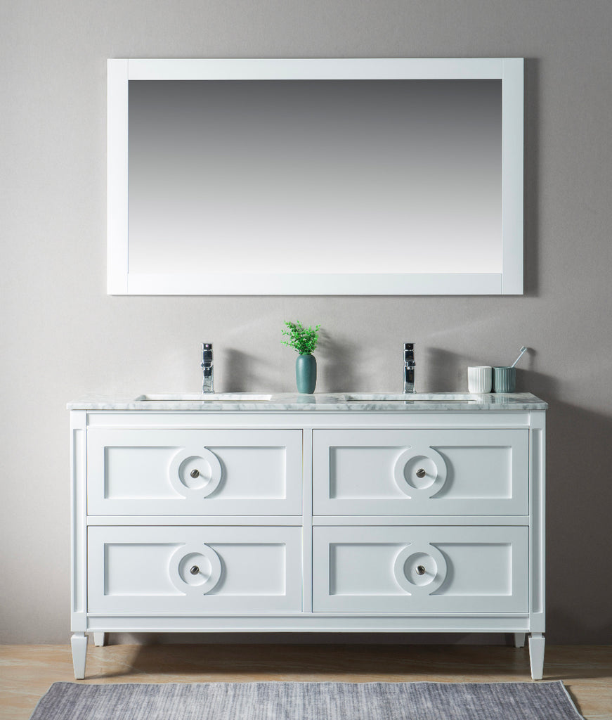 Rubeza 1500mm Layla Vanity Unit with Carrara Marble Top - White & Chrome