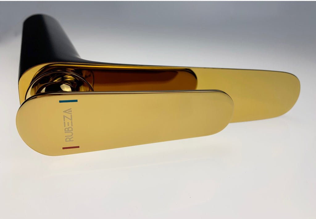 Rubeza Tall Concetto Basin Mixer Tap - Black/Gold