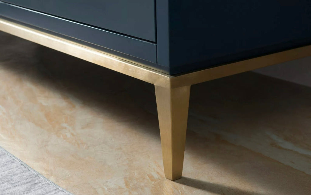 Rubeza 1500mm Anatolia Sideboard with Carrara Marble Top - Dark Blue & Gold