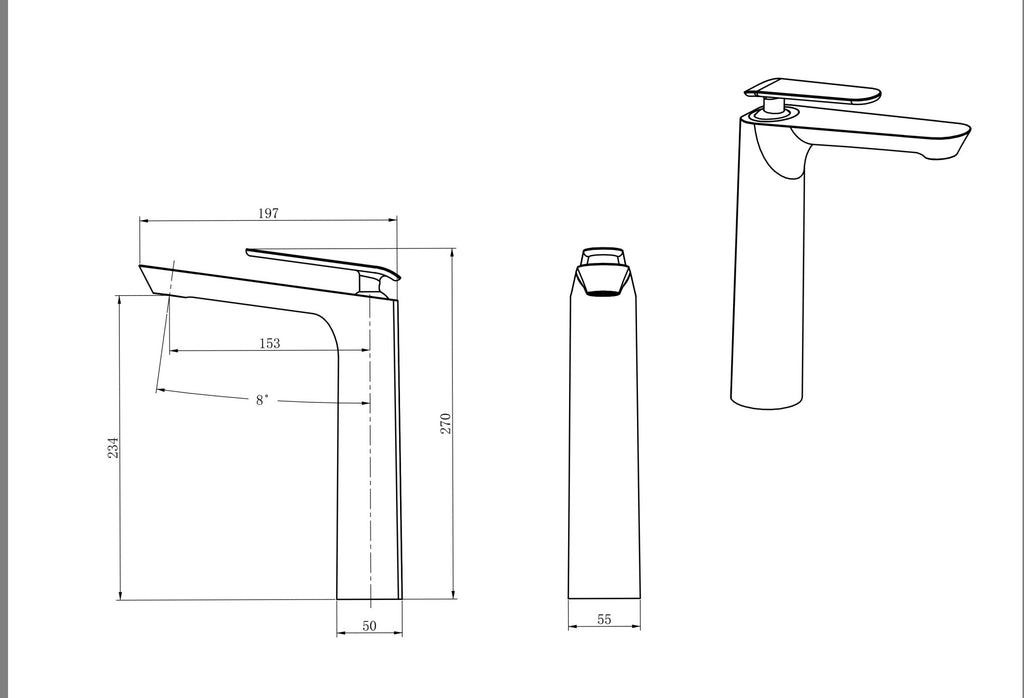 Rubeza Tall Concetto Basin Mixer Tap Chrome