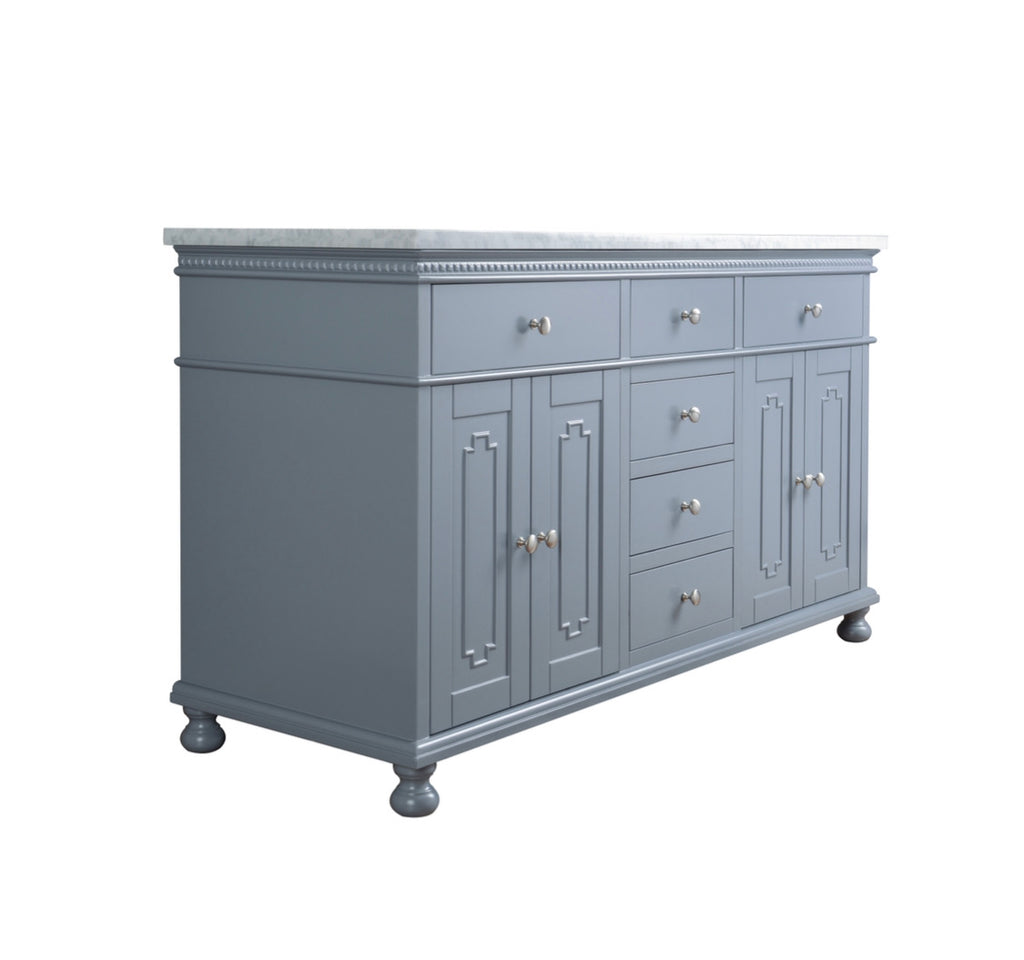 Rubeza 1500mm Didim Kitchen Island & Breakfast Bar with Carrara Marble Top - Dark Grey & Chrome