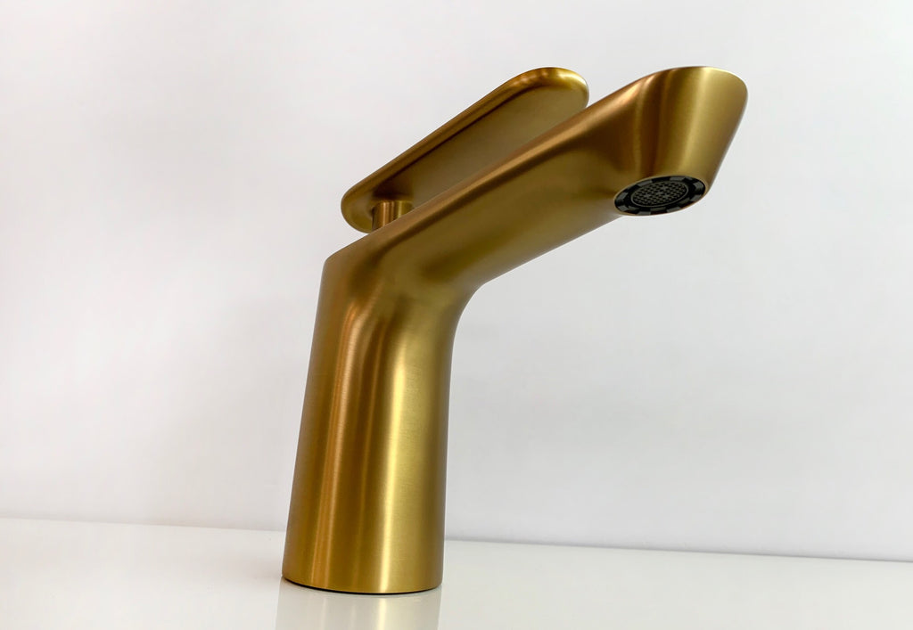 Rubeza Concetto Basin Mixer Tap - Brushed Gold Brass