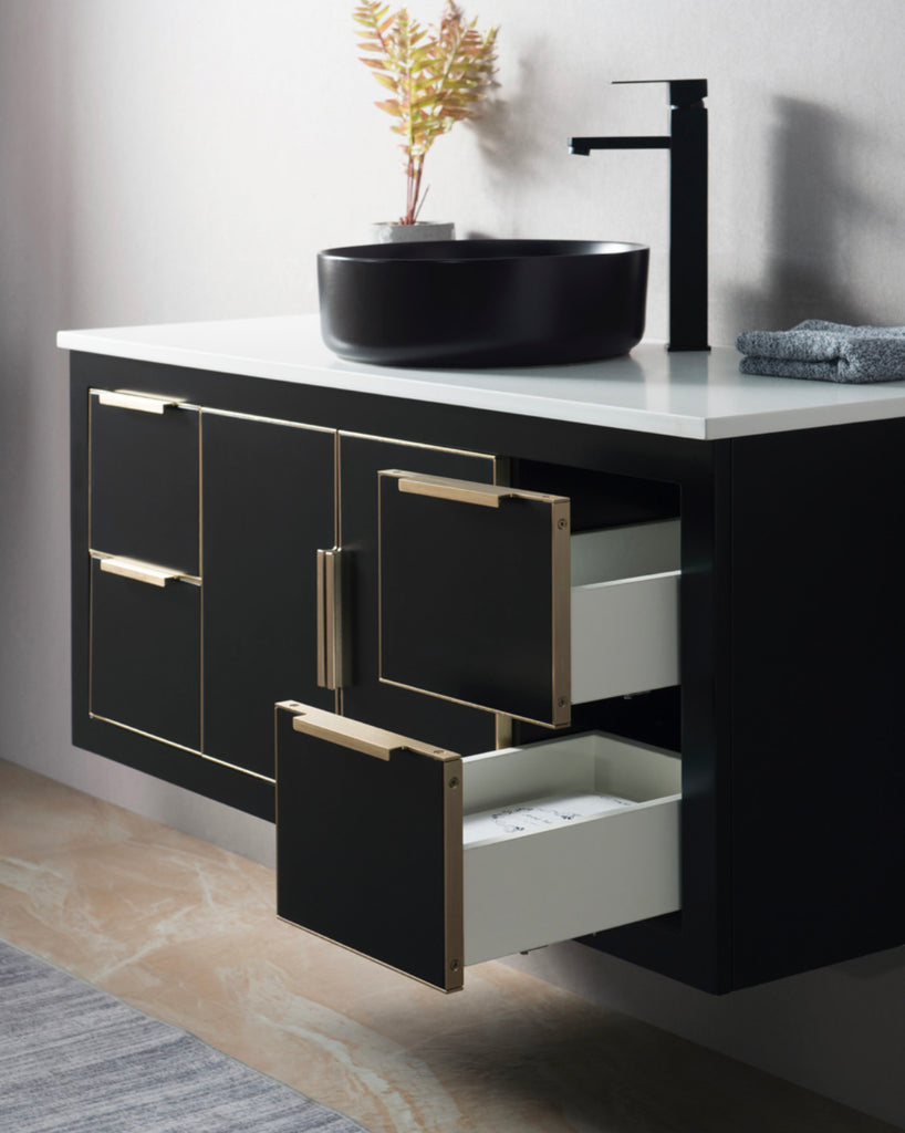 Rubeza 1200mm Dukes Wall Hung Vanity Unit  - Black & Gold