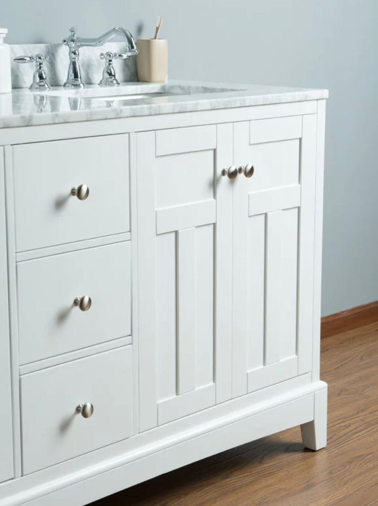 Rubeza 1500mm Pergamum Vanity Unit with Carrara Marble Top - White & Chrome
