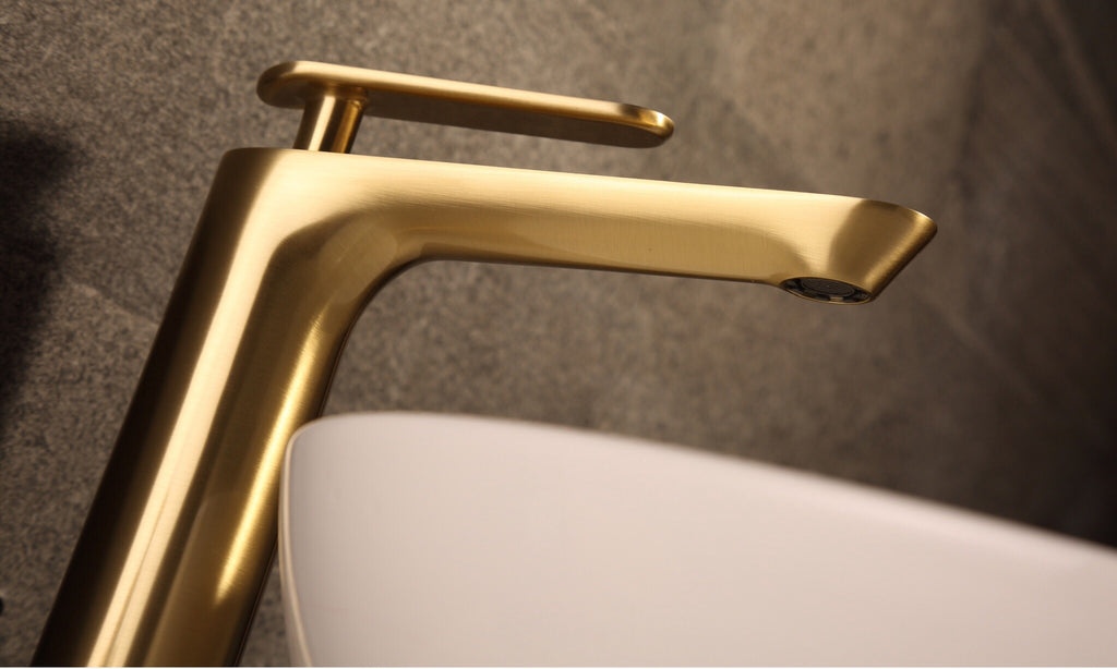 Rubeza Tall Concetto Basin Mixer Tap Brushed Gold