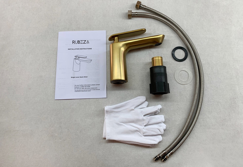 Rubeza Concetto Basin Mixer Tap - Brushed Gold Brass