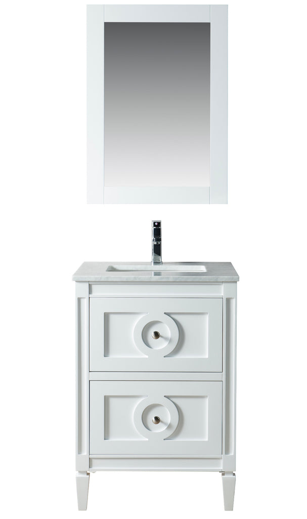 600mm Layla Vanity Unit with Carrara Marble Top - White & Chrome