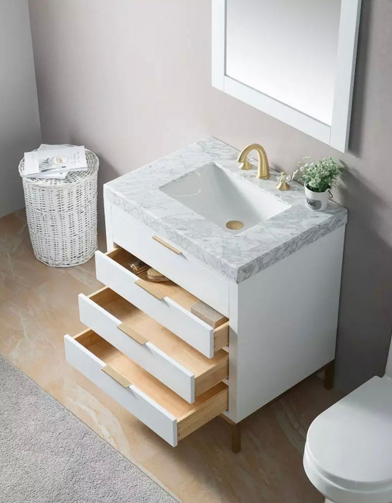 Rubeza 900mm Charlotte Bathroom Vanity Carrara Marble  Top