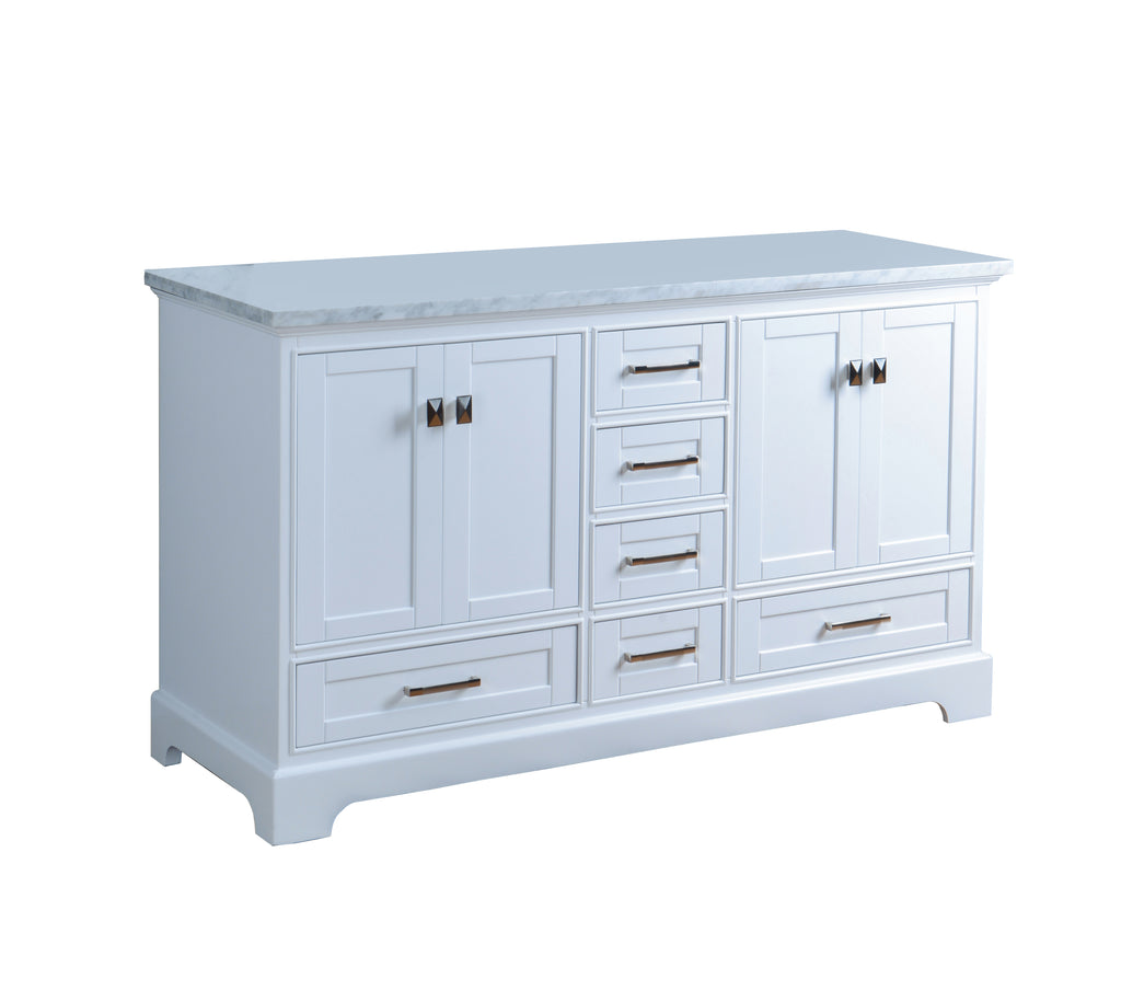 Rubeza 1500mm Charleston Sideboard with Carrara Marble Top - White & Chrome