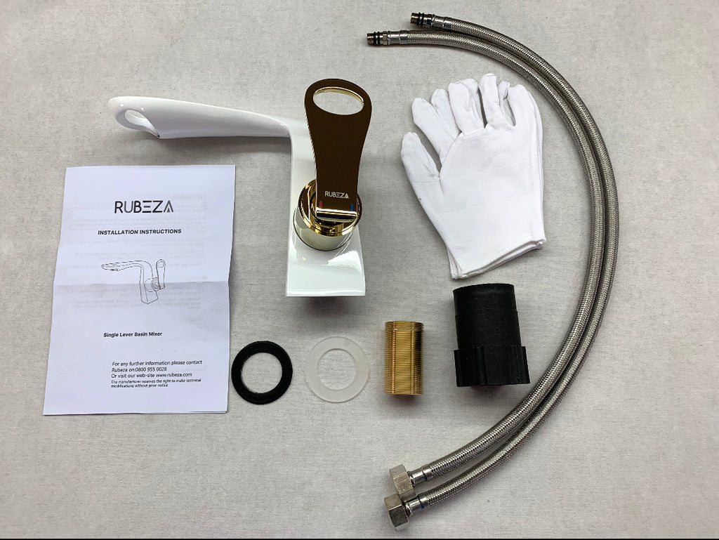 Rubeza Kirsty White Basin Mixer Tap