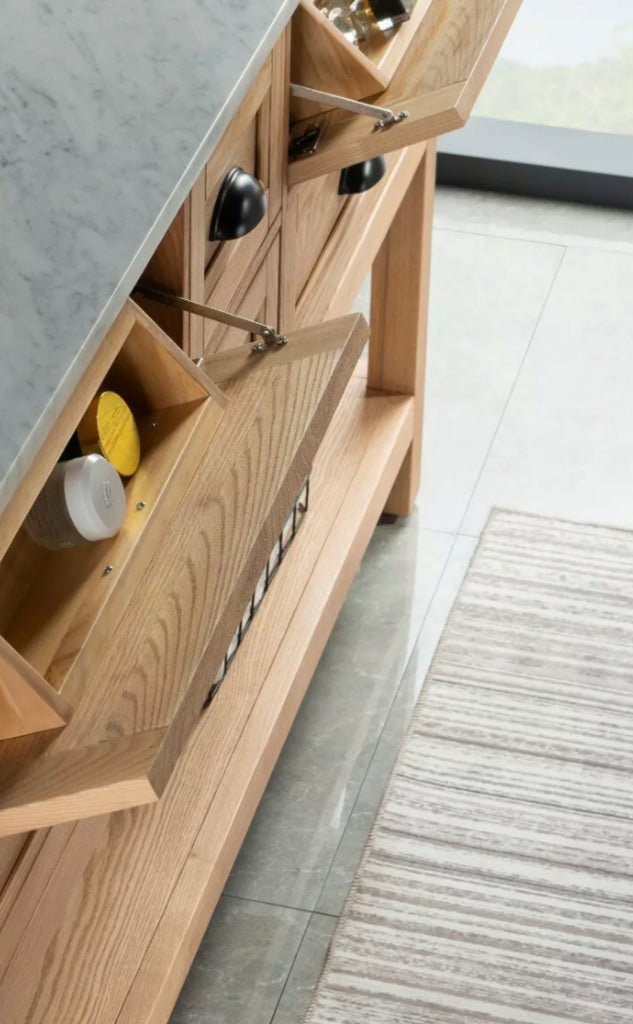 Rubeza 1500mm Allwood Kitchen Island & Breakfast Bar  with Carrara Marble Top