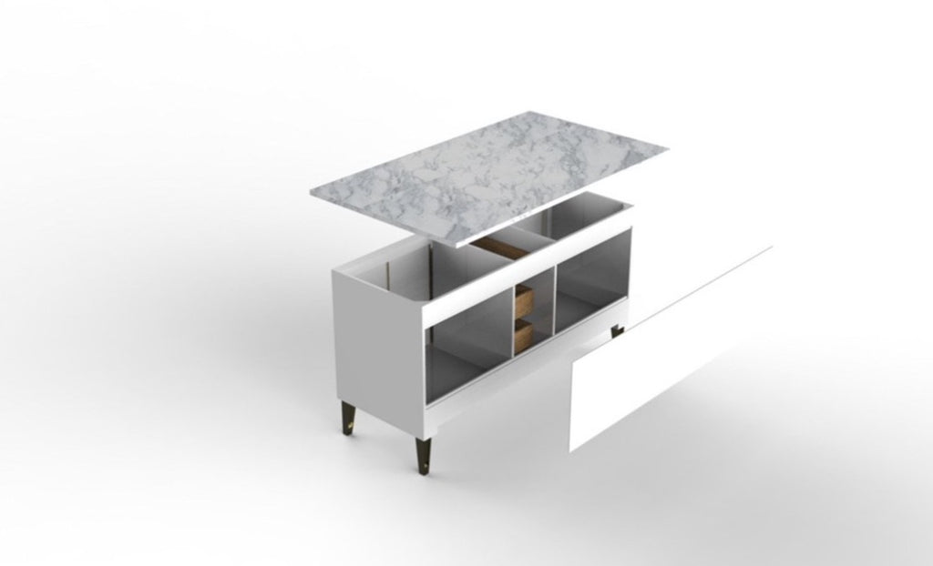 Rubeza 1500mm Didim Sideboard with Calacatta Quartz Top - White & Gold