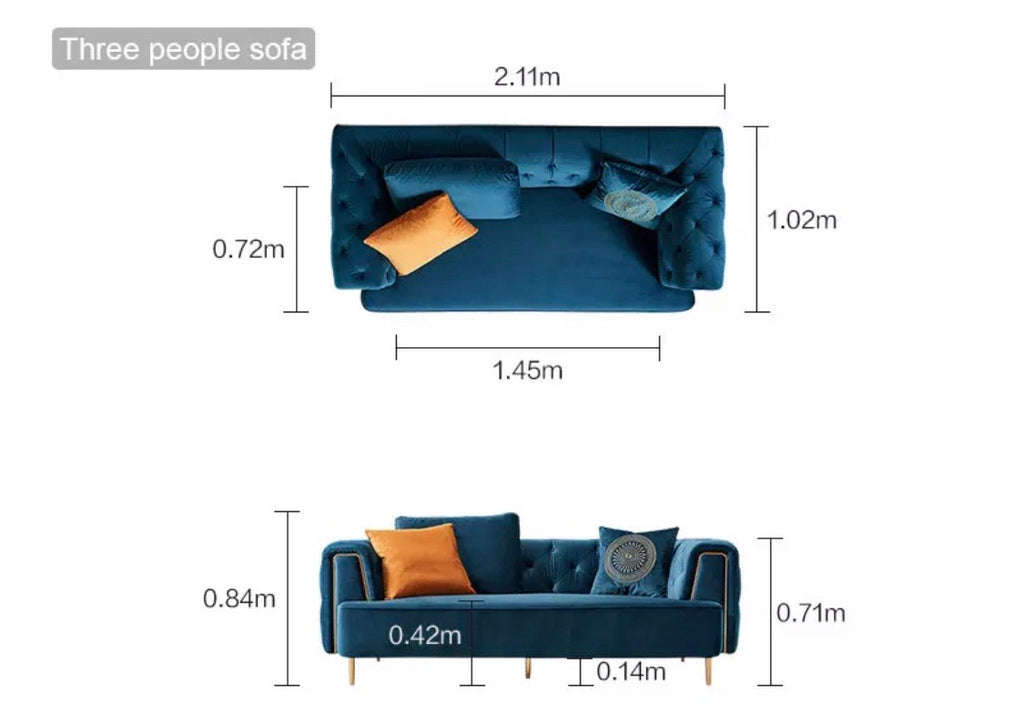 Rubeza Sofia 3 Seater Sofa - Dark Blue