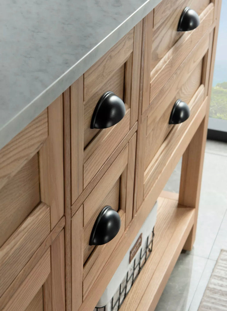 Rubeza 1500mm Allwood Kitchen Island & Breakfast Bar  with Carrara Marble Top