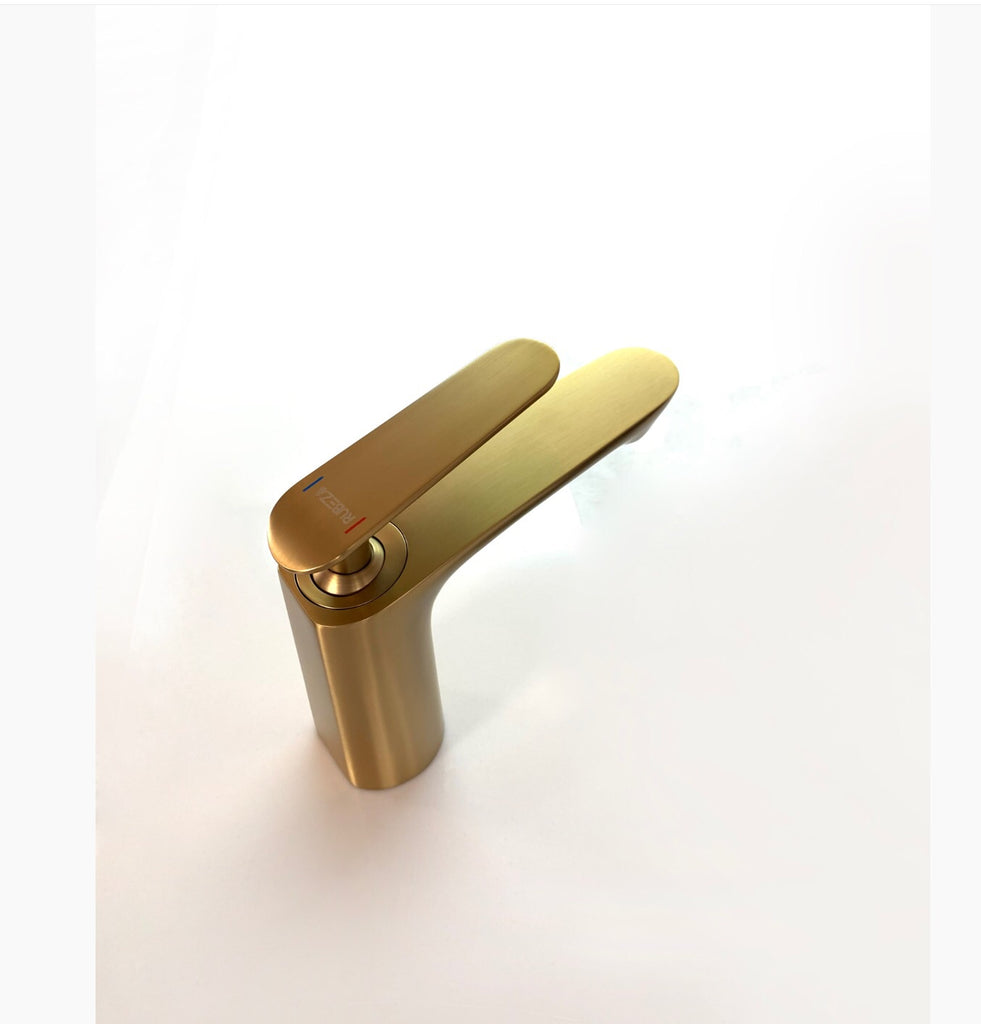 Rubeza Concetto Basin Mixer Tap - Brushed Gold Brass