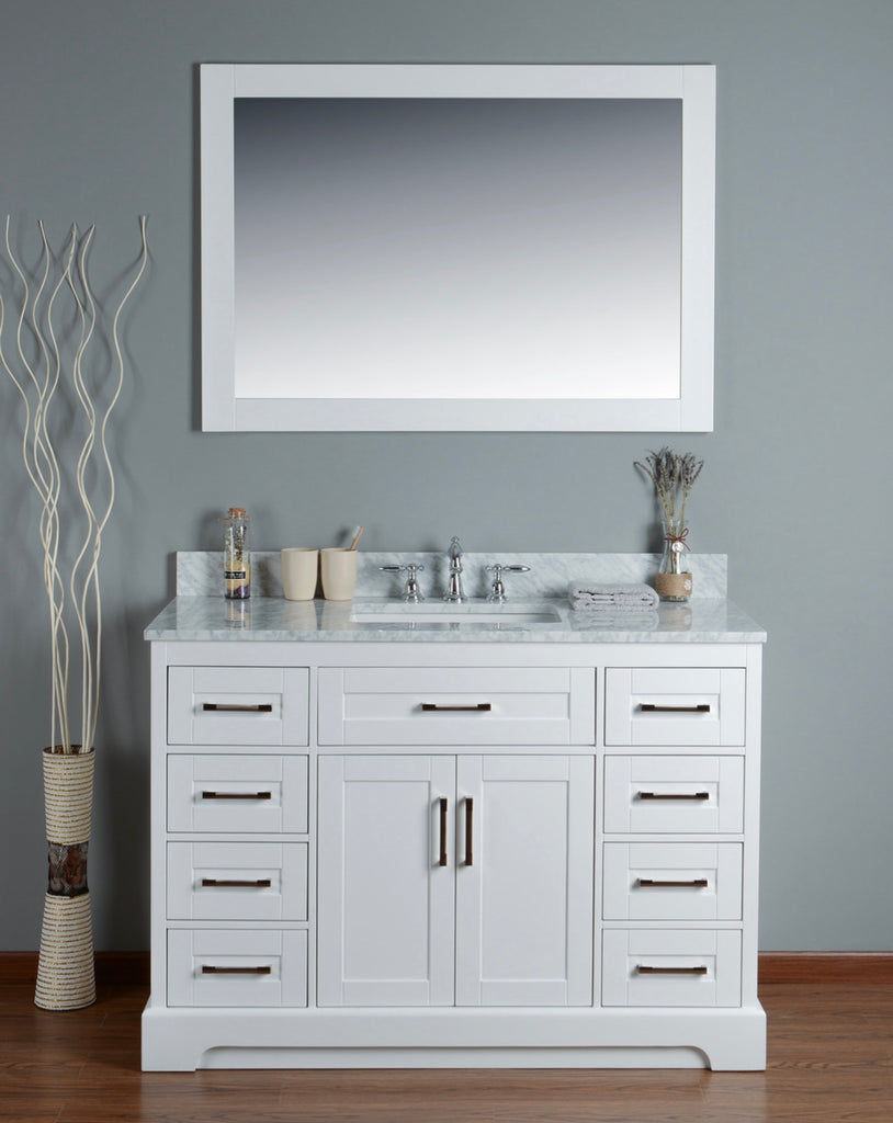 Rubeza 1200mm Riley Vanity Unit with Carrara Marble Top - White & Chrome