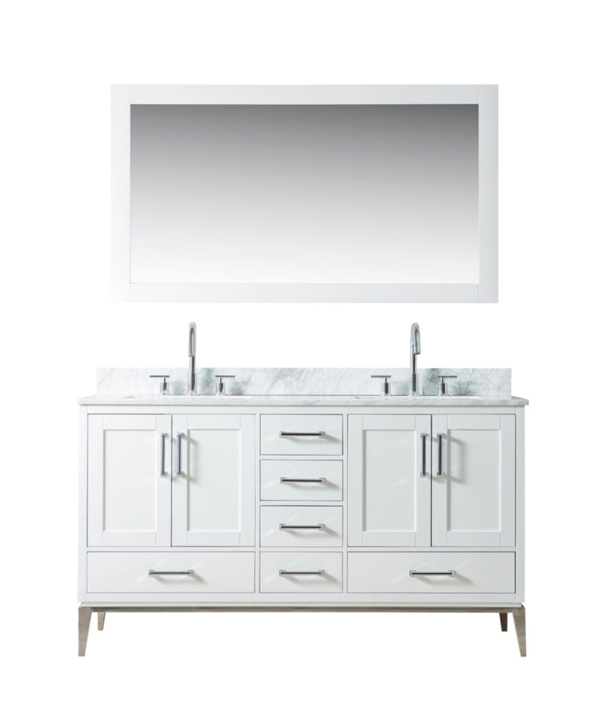 Rubeza 1500mm Anatolia Vanity Unit with Carrara Marble Top - White & Chrome