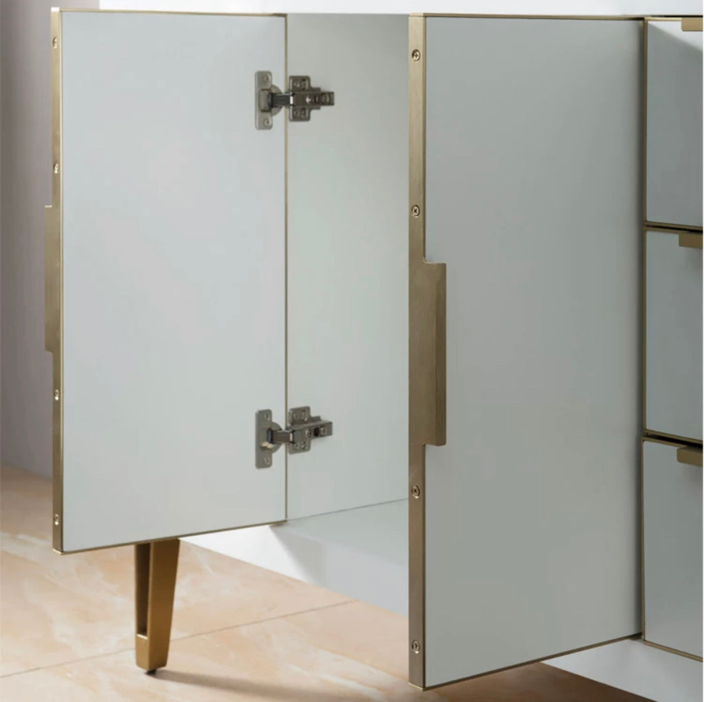 Rubeza 1200mm Dukes Vanity Unit with Carrara Marble Top - White & Gold