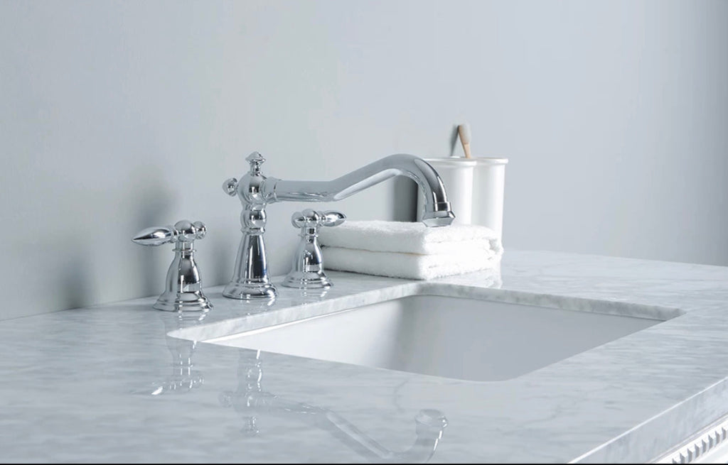Rubeza 1200mm Didim Vanity Unit with Carrara Marble Top - White & Chrome