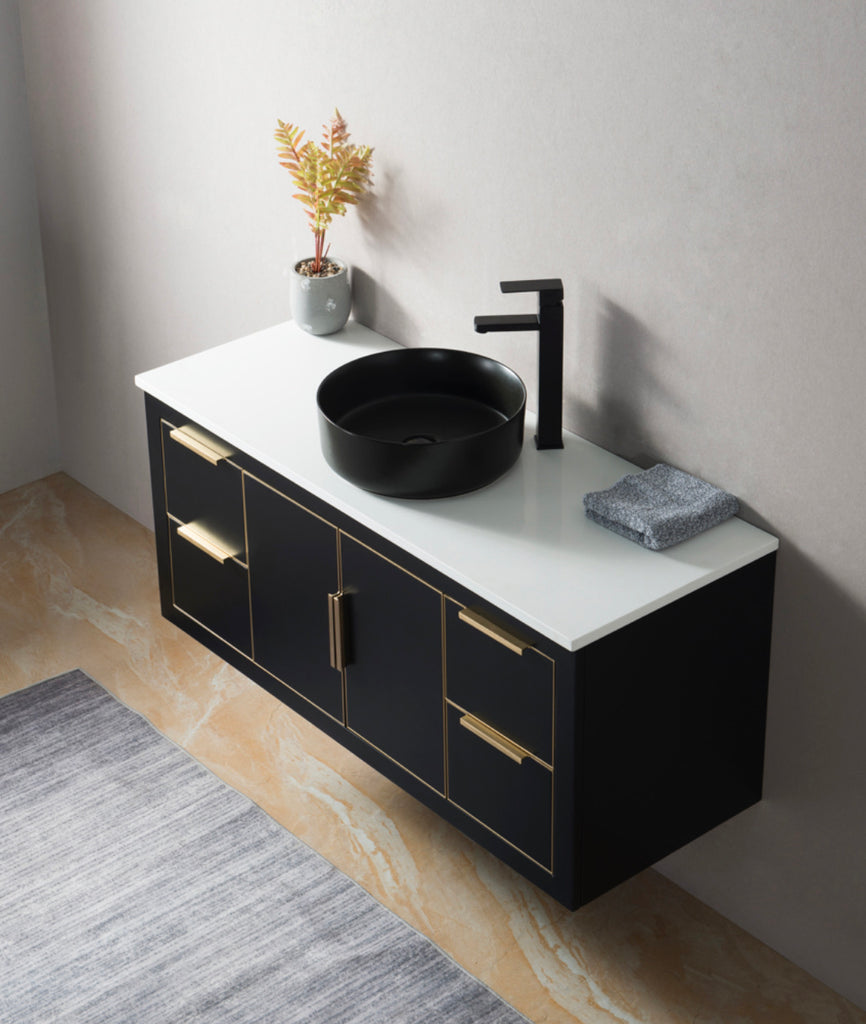 Rubeza 1200mm Dukes Wall Hung Vanity Unit  - Black & Gold