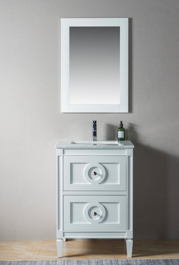 600mm Layla Vanity Unit with Carrara Marble Top - White & Chrome