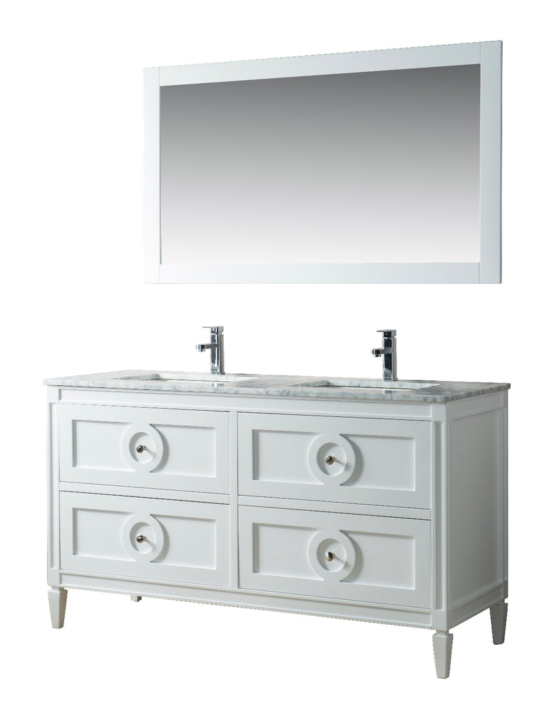 Rubeza 1500mm Layla Vanity Unit with Carrara Marble Top - White & Chrome