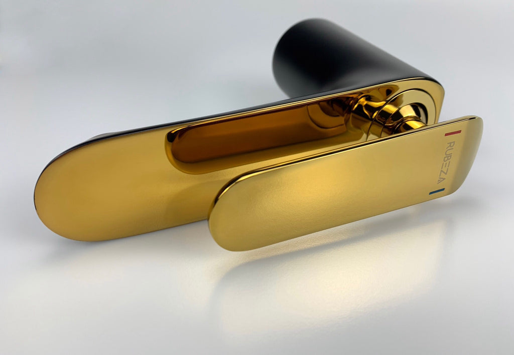 Rubeza Concetto Basin Mixer Tap - Black and Gold Brass