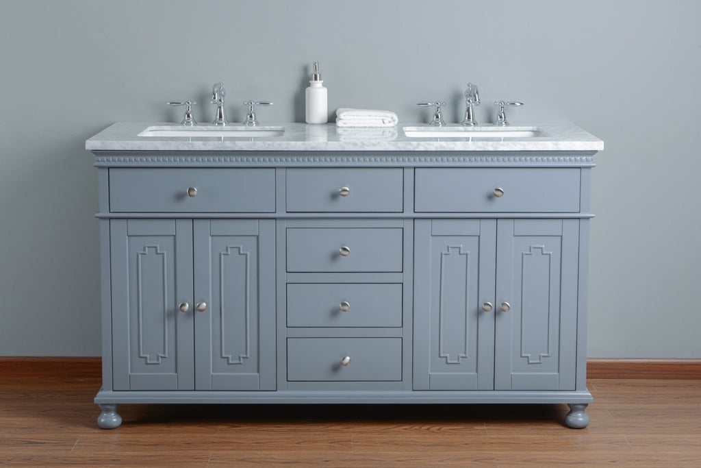 Rubeza 1500mm Didim Vanity Unit with Carrara Marble Top - Dark Grey & Chrome