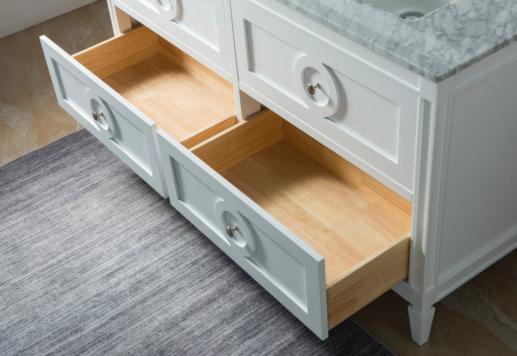 Rubeza 1500mm Layla Vanity Unit with Carrara Marble Top - White & Chrome
