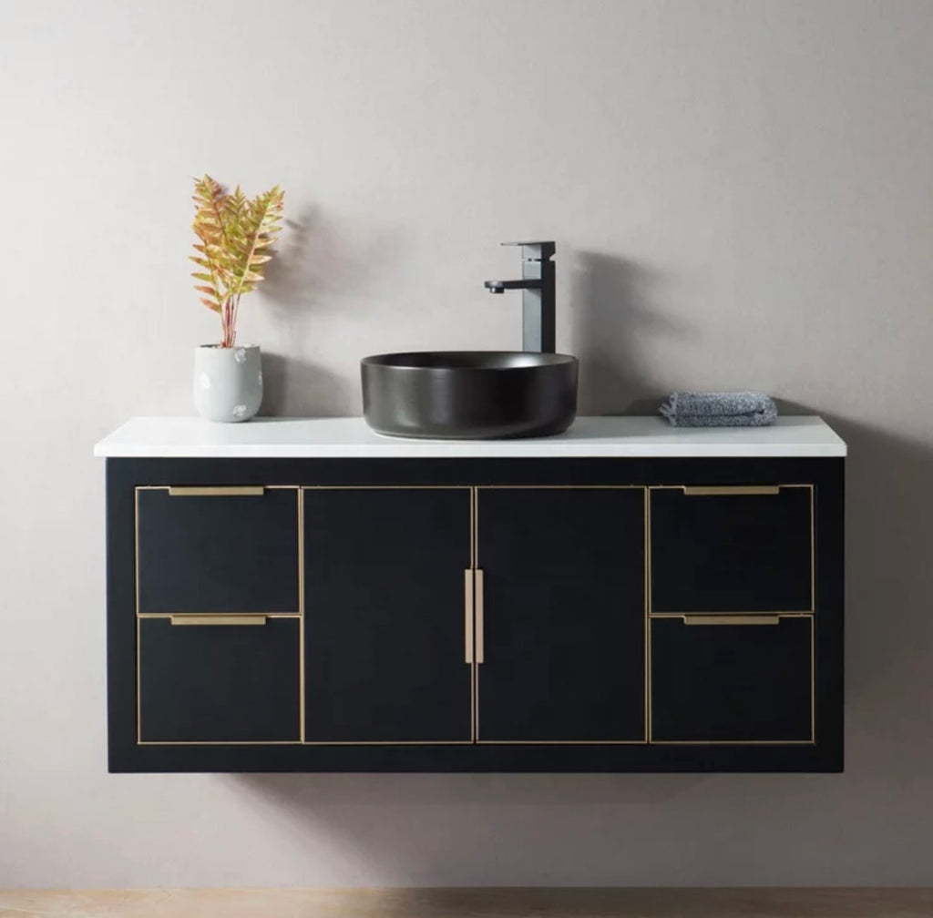 Rubeza 1200mm Dukes Wall Hung Vanity Unit  - Black & Gold