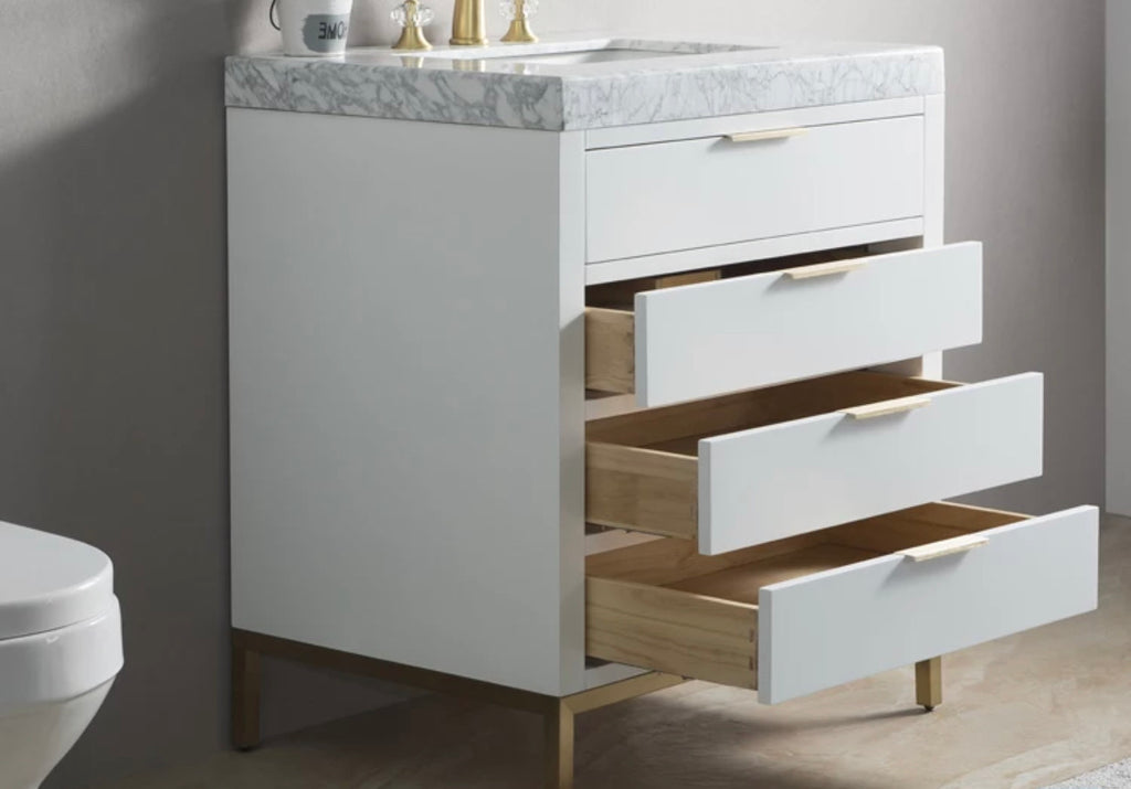 Rubeza 900mm Charlotte Bathroom Vanity Carrara Marble  Top