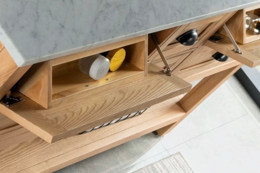 Rubeza 1500mm Allwood Kitchen Island & Breakfast Bar  with Carrara Marble Top