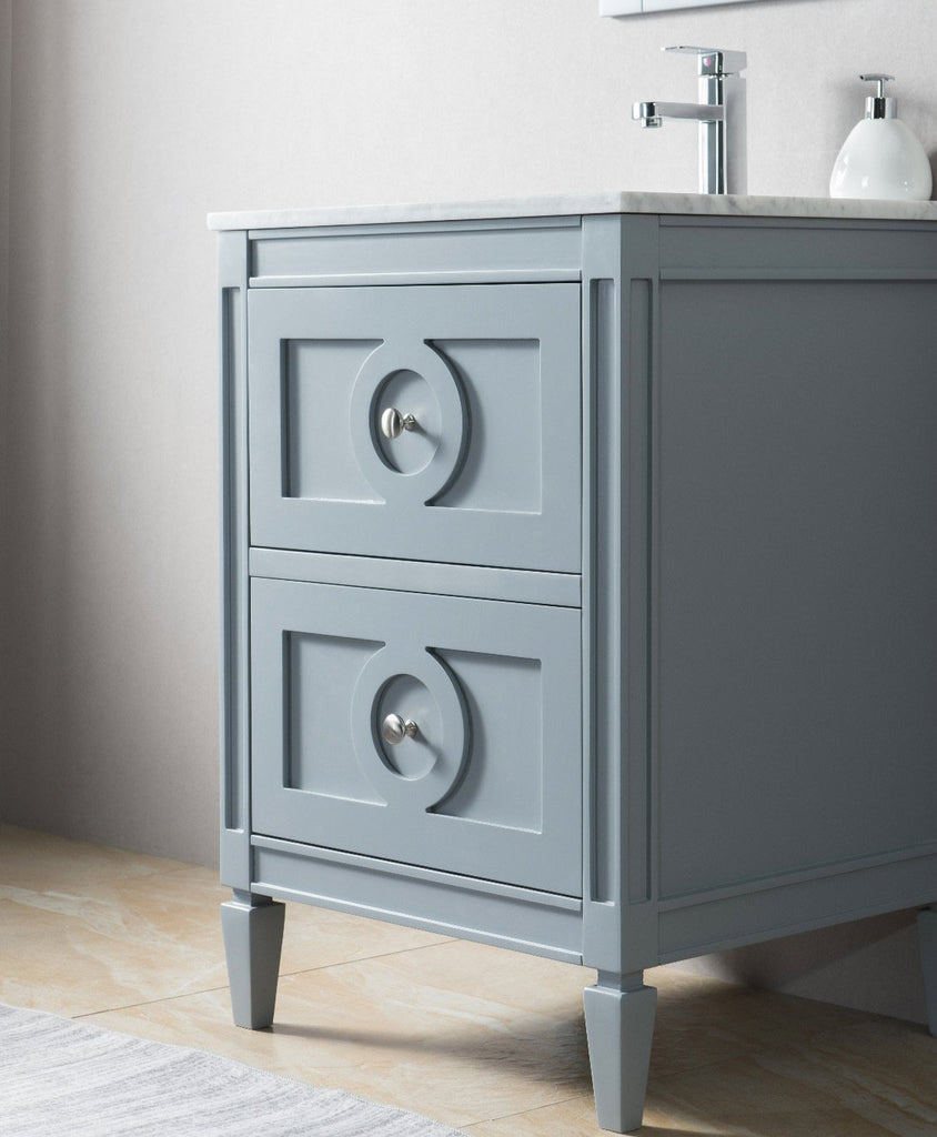 600mm Layla Vanity Unit with Carrara Marble Top - Dark Grey & Chrome