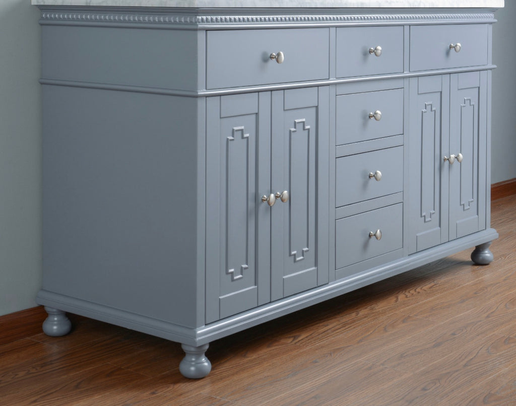 Rubeza 1500mm Didim Kitchen Island & Breakfast Bar with Carrara Marble Top - Dark Grey & Chrome