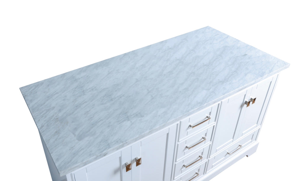 Rubeza 1500mm Charleston Kitchen Island with Carrara Marble Top - White & Chrome