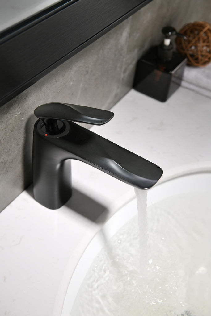 Rubeza Caesar Jet Black Solid Brass Basin Mixer Tap