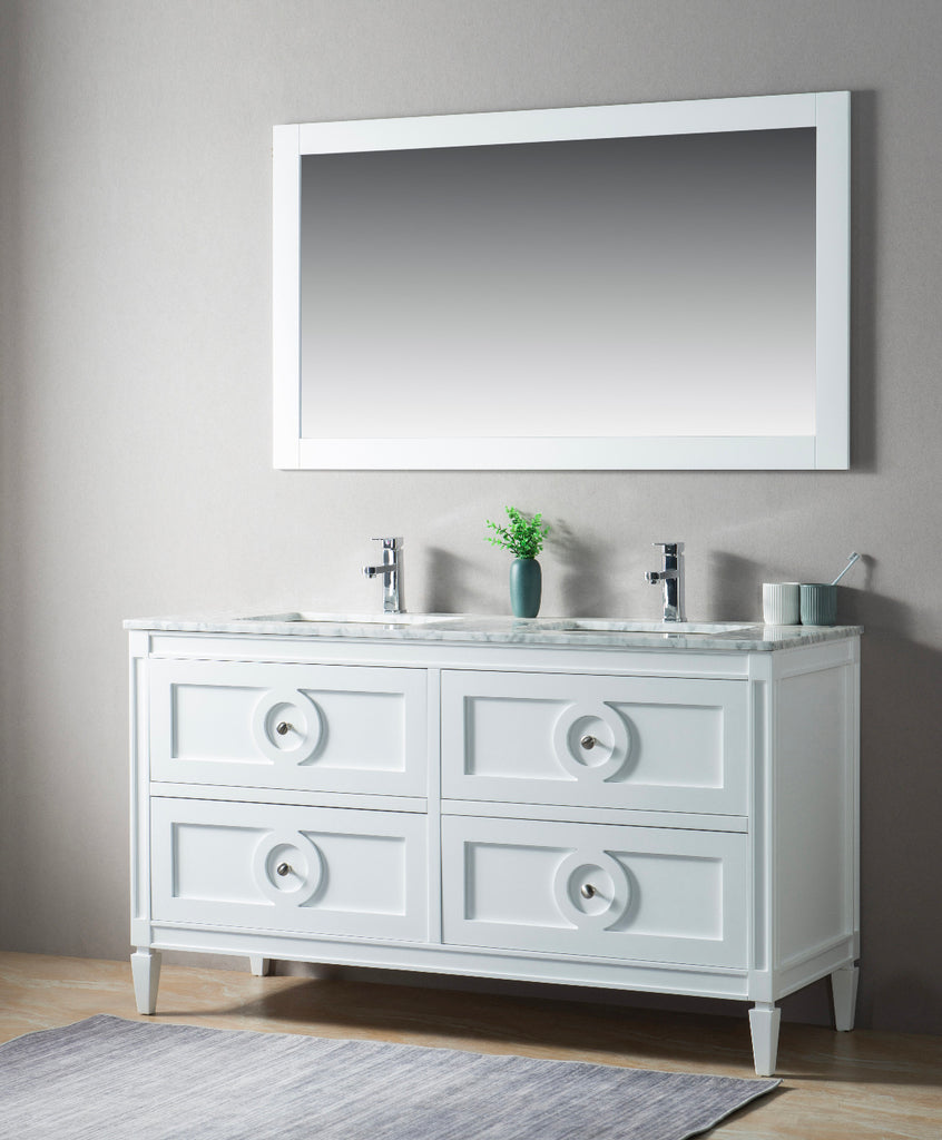 Rubeza 1500mm Layla Vanity Unit with Carrara Marble Top - White & Chrome
