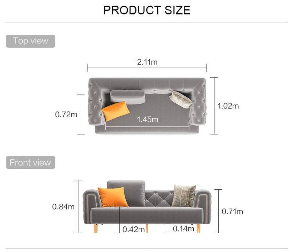 Rubeza Sofia 3 Seater Sofa -  Medium Grey