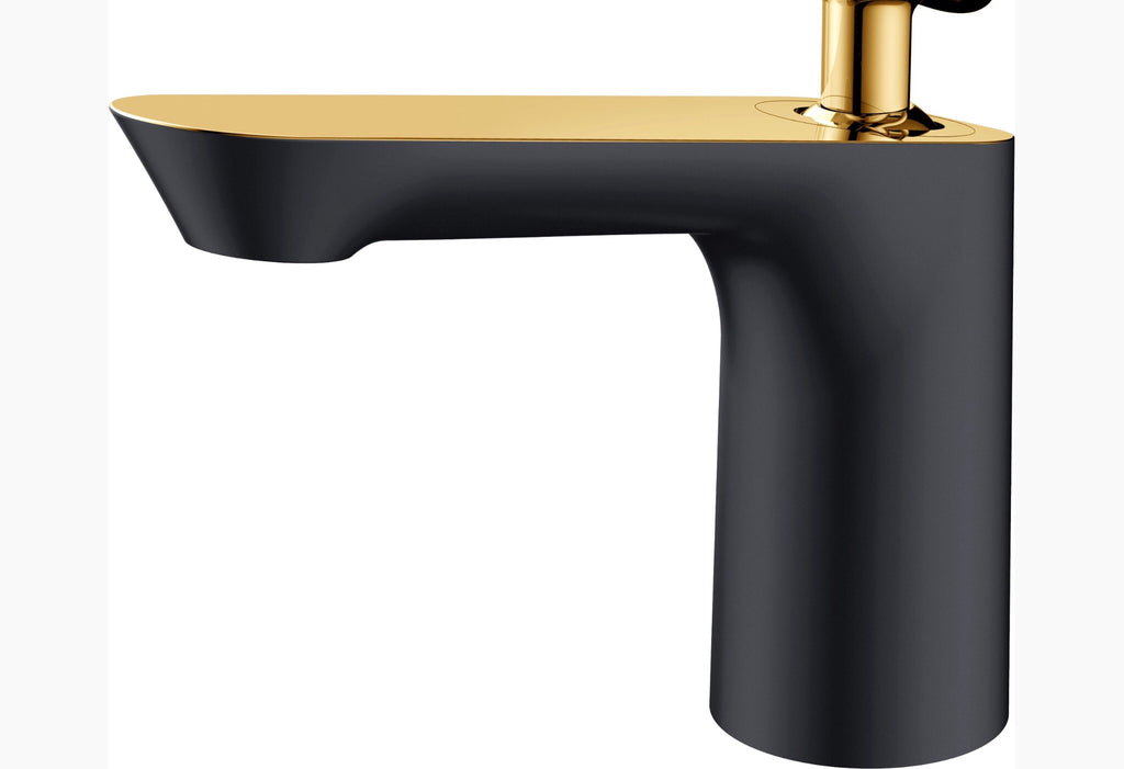 Rubeza Concetto Basin Mixer Tap - Black and Gold Brass