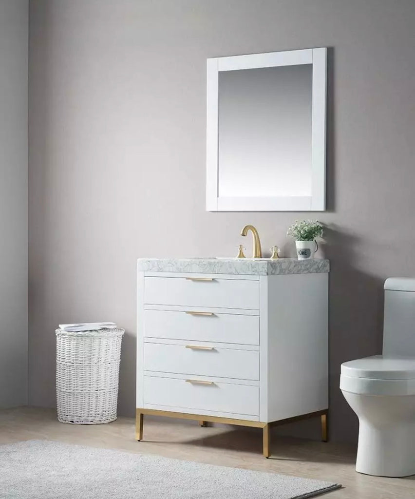 Rubeza 900mm Charlotte Bathroom Vanity Carrara Marble  Top