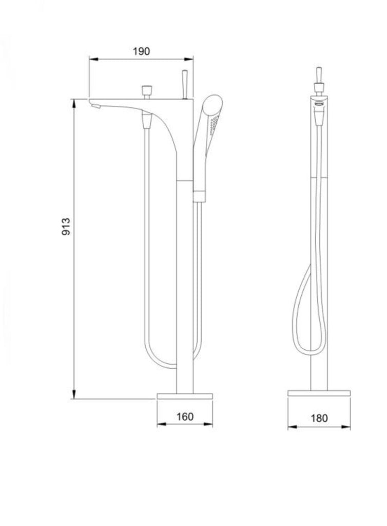 Rubeza Tate Freestanding Bath Taps - Chrome