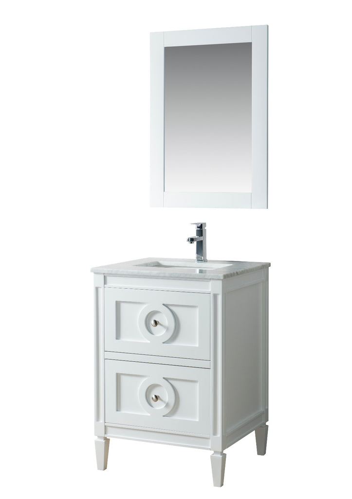 600mm Layla Vanity Unit with Carrara Marble Top - White & Chrome