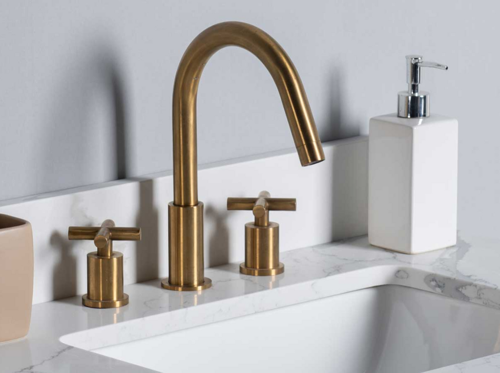 RUBEZA KREMM 3 Hole Basin Mixer Tap - A Brushed Gold